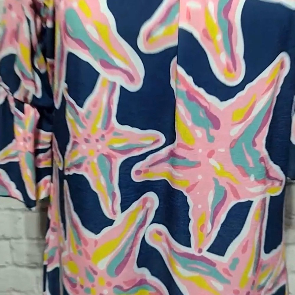Simply Southern Navy Blue Dress with Pink Starfish Print - Picture 7 of 9